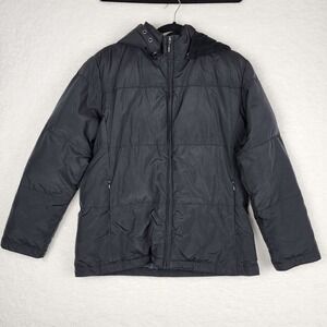 Liz Claiborne Womens Small Removable Hood Down Feather Puffer Jacket Black